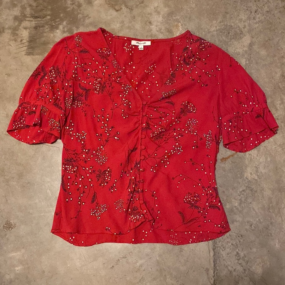 Madewell Red Floral Top